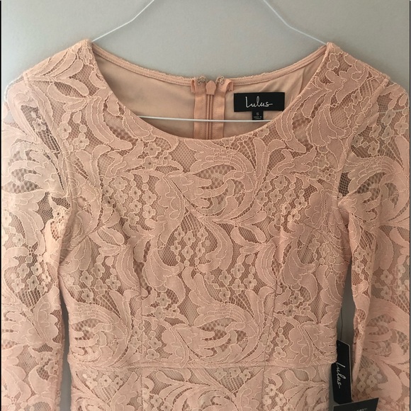 NEW LULUS Blush Pink Lace Dress - Picture 6 of 10